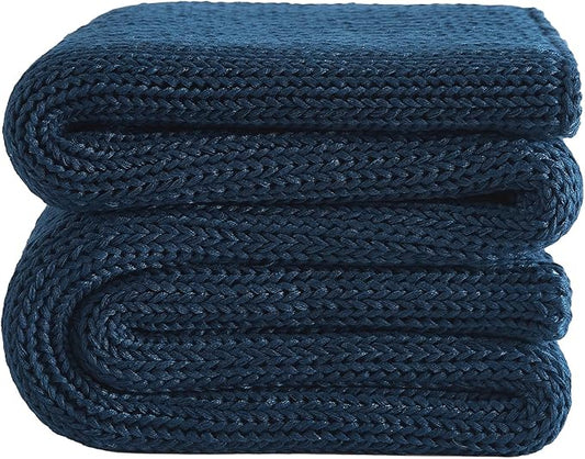 L'AGRATY Knitted Weighted Blanket - 50"x60" 10lbs Cooling Chunky Knit Heavy Blanket for Adults Braided Crochet Throw Thick Cable Yarn Knit Decorative No Beads Evenly Weighted Machine Washable