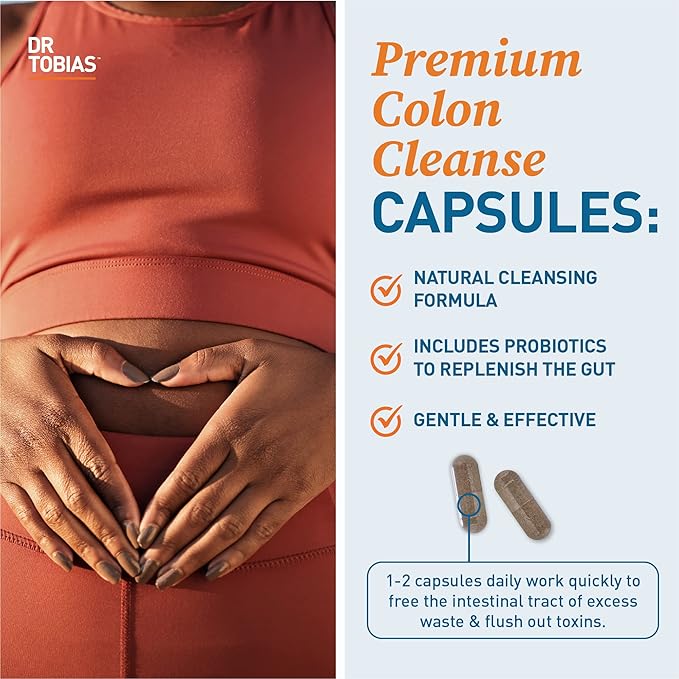 Dr. Tobias Colon 14 Day Cleanse, Advanced Gut Cleanse Detox for Women & Men with Cascara Sagrada, Psyllium Husk, Senna Leaf & Probiotics, Non-GMO Colon Cleanse, 4 Bottles of 28 Capsules (1-2 Daily)