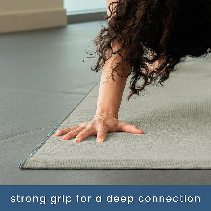 S&T INC. Yoga Mat Towel with Non-Slip Grip, Enhanced Silicone Grip, Soft and Absorbent for Gym, Pilates, and Hot Yoga Mat, 1 Pack, 24 inches x 72 inches, 340GSM, Grey