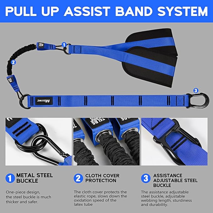 Pull Up Assistance Bands, Adjustable Heavy Duty Resistance Band for Pull Up, 3 Pull Up Bands, Comfortable Fabric Feet/Knee Rest, Assistance Bands for Pull-Up, Home Fitness, Body Stretching