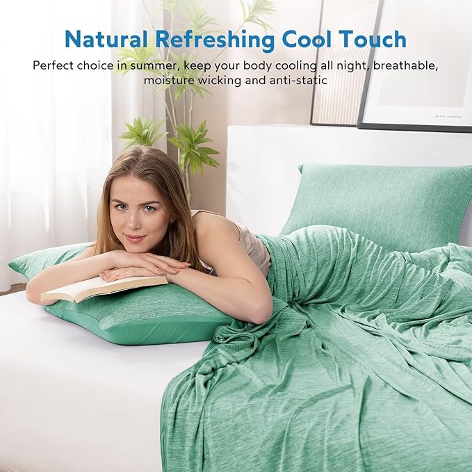 HOMFINE Cooling Blankets for Hot Sleepers - Summer Blanket Thin Lightweight Breathable Soft Double Side Enhanced Cooling for Bed Couch Sofa, Keep Cool for Night Sweats (Green, 50 x 70 inches)