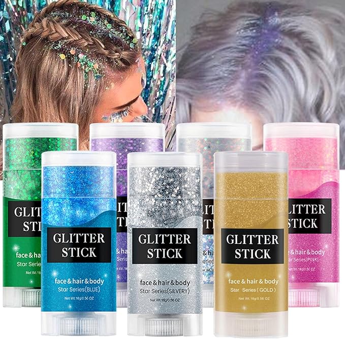 MEICOLY Pink Body Glitter Stick,Pink Face Glitter,Sparkly Hair Glitter,Singer Concerts Lover Heart Chunky Glitter,Pink Glitter Makeup,Mermaid Glitter Face Paint,Waterproof