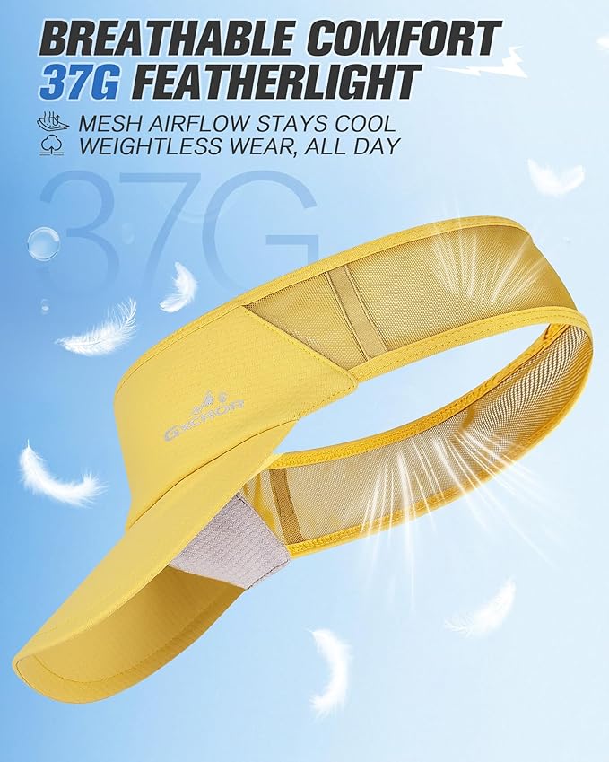 GXCROR Sports Sun Visor Hat Men Women, Lightweight Breathable Quick Dry Sports Sun Hat for Running Golf Tennis