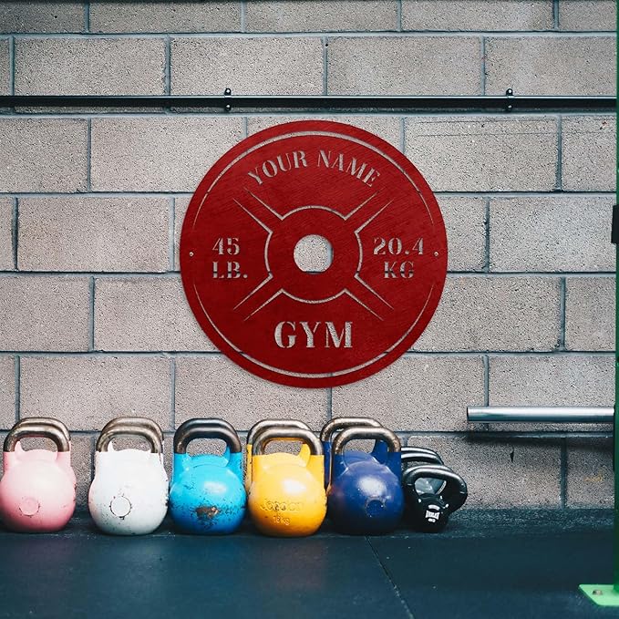 Personalized Home Gym LED Tin Metal Sign Multiple Sizes, Weight Lifting Exercise Workout Room Training Fitness Center Motivational Inspirational Quotes Decor Wall Art Hanging Accessories (09 w/o LED)
