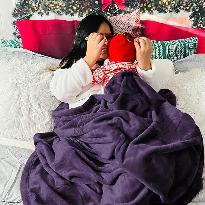 Bedsure Purple Fleece Blankets King Size - Bed Blanket Soft Lightweight Plush Cozy Fuzzy Luxury Microfiber, 108x90 inches