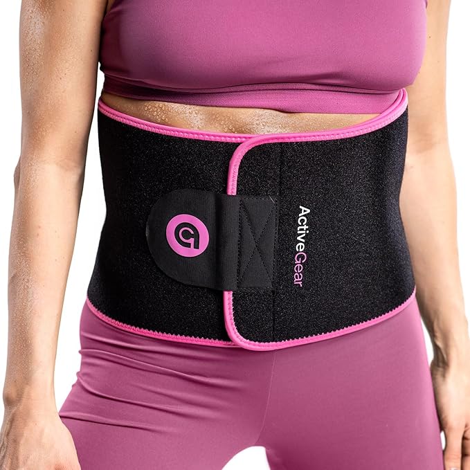 ActiveGear Premium Waist Trimmer & Trainer Belt for Men and Women - Sweat-Enhancing Slimming Wrap for Stomach, Adjustable Fit