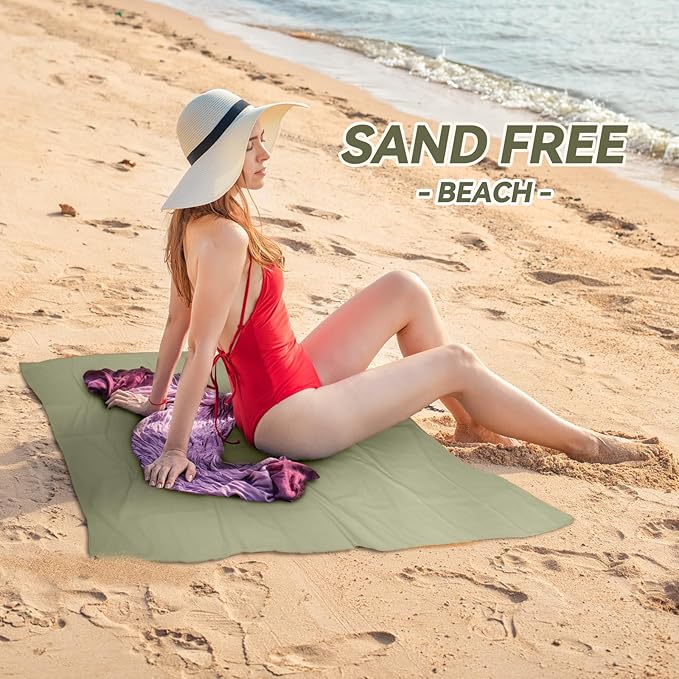 Microfiber Beach Towel Perfect for Travel, Sports, Camping, Swimming, Yoga, Gym-Quick Dry, Sand Free, Compact, Lightweight, Absorbent(Army Green,Medium(130x70cm, 51x27”))
