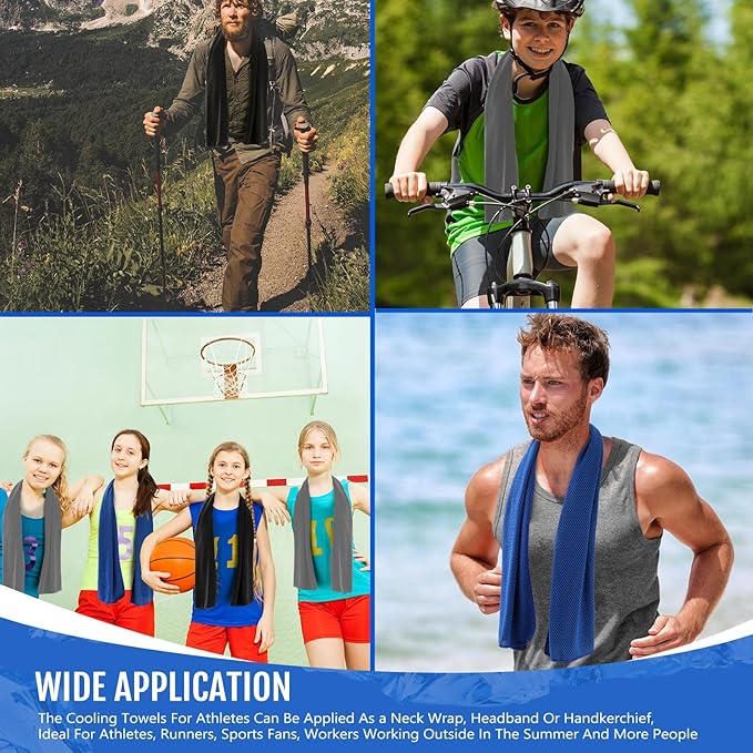 Hosuly 30 Pack Cooling Towels, 40"x12" Ice Breathable Soft Chilly Sweat Rag Microfiber Workout Rags for Gym Cooling Towels for Neck and Face for Yoga Golf Sport Running