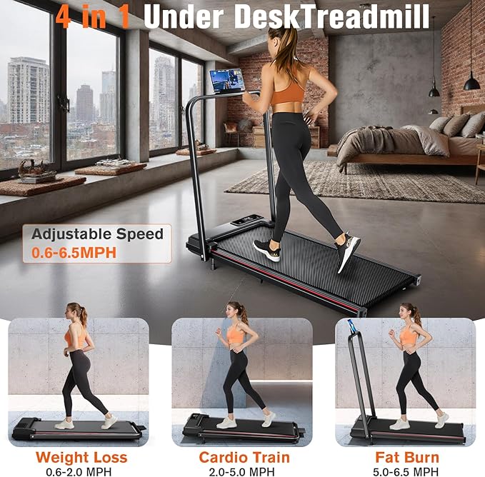 7.8MPH Incline Treadmill for Home, Walking Pad with Handle Bar, Under Desk Compact Treadmill with 350 Lbs Capacity, LED Display & APP, Remote Control, 3.0HP
