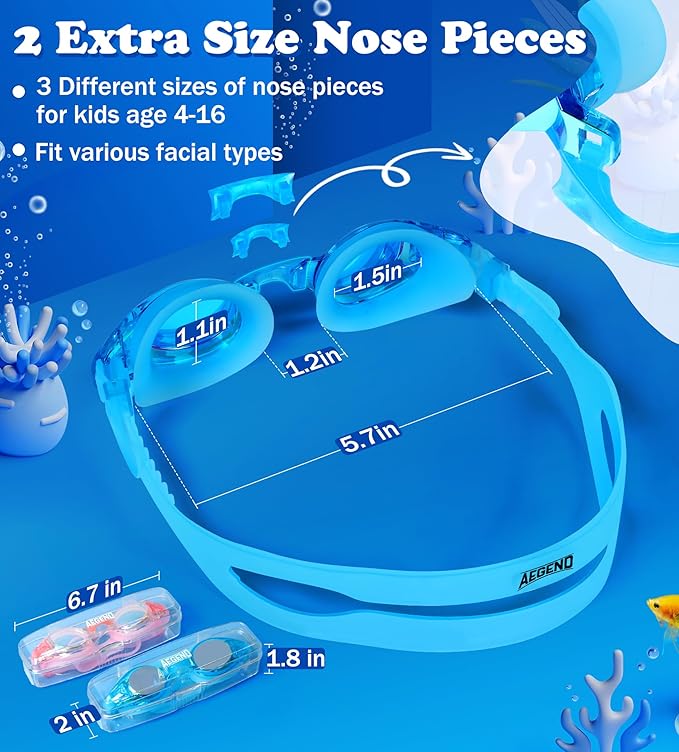 Aegend 2 Pack Kids Goggles, Swimming Goggles for Kids Age 4-16 Boys and Girls Youth, Anti-Fog Waterproof Anti-UV Pool Goggles