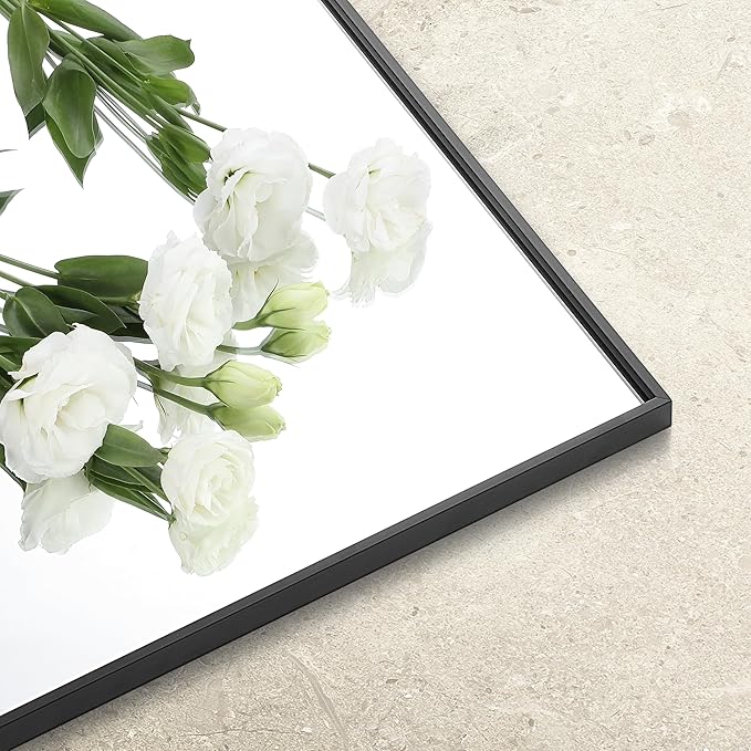 30x48 Inch Black Bathroom Mirror for Wall, Aluminum Frame Rectangle Rectangular Vanity Mirror, Modern Large for Bedroom, Living Room, Horizontal or Vertical