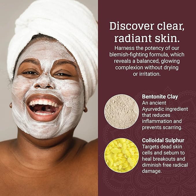 AVYA Hydroveda Essentials Daily Detox Clay Mask (1.7oz) - Bentonite Clay Treatment for Blemishes & Calming Camphor for Inflammation/Remove Impurities and Cleanse Pores