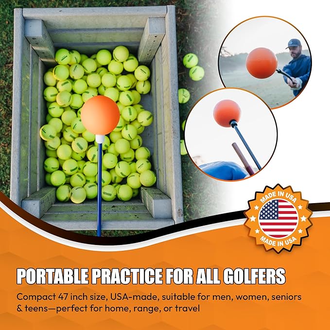 Orange Whip Golf Swing Trainer Aid Patented & Made in USA for Improved Rhythm, Flexibility, Balance, Tempo, and Strength *American Made*