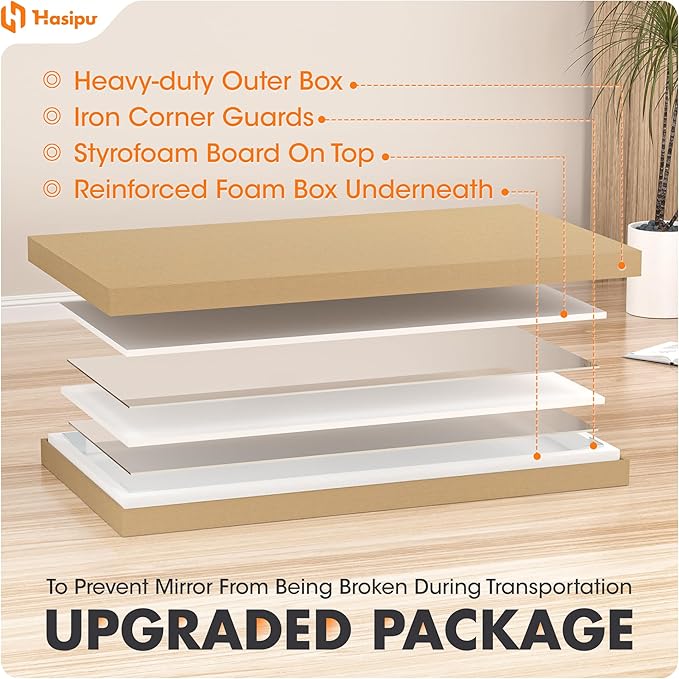 Hasipu Home Gym Mirror 48" L x 24" W - 2PCS Large Full Body Mirror for Yoga, Wall-Mounted Mirrors for Fitness, Garage, Dance Studio, 0.16in Tempered Glass Frameless