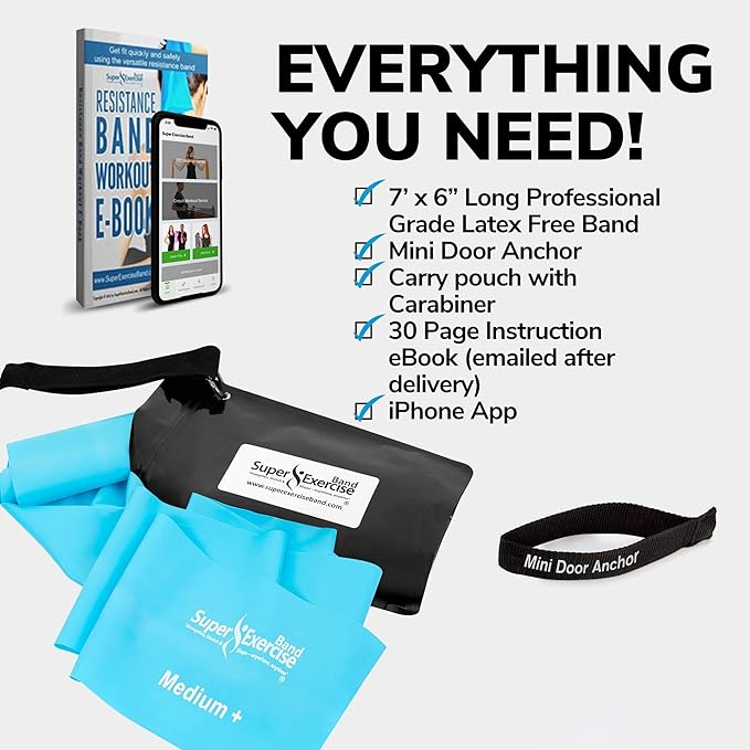 7Ft Long Resistance Bands for Stretching - Resistance Bands Set with Door Anchor - Exercise Bands Including Carry Pouch, E-Book & App - Latex-Free Workout Bands
