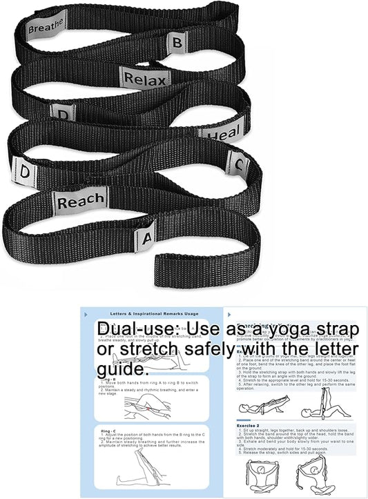 Stretching Strap Yoga Strap with 10 Loops, Non-Elastic Stretch Band for Physical Therapy, Flexibility, Exercise, Pilates, Dance & Gymnastics Workout
