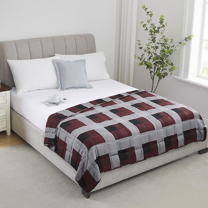 L'AGRATY Weighted Blanket - 60"x80" 17lbs Cooling Breathable Heavy Blanket Microfiber Material with Glass Beads for Adult All-Season Summer Fall Winter Soft Thick Comfort