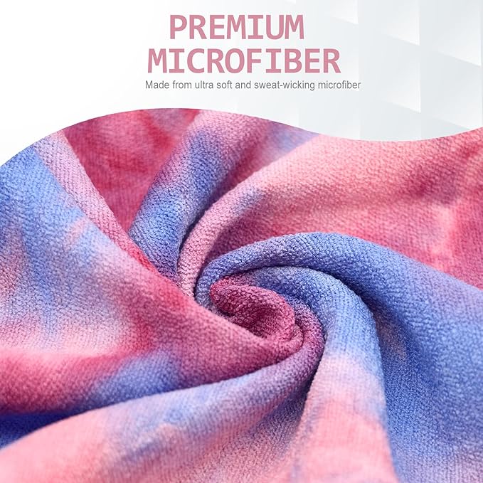 Eunzel Yoga Towel,Hot Yoga Mat Towel with Grip Dots Sweat Absorbent Non-Slip for Hot Yoga, Pilates and Workout 24" x72", Red & Blue