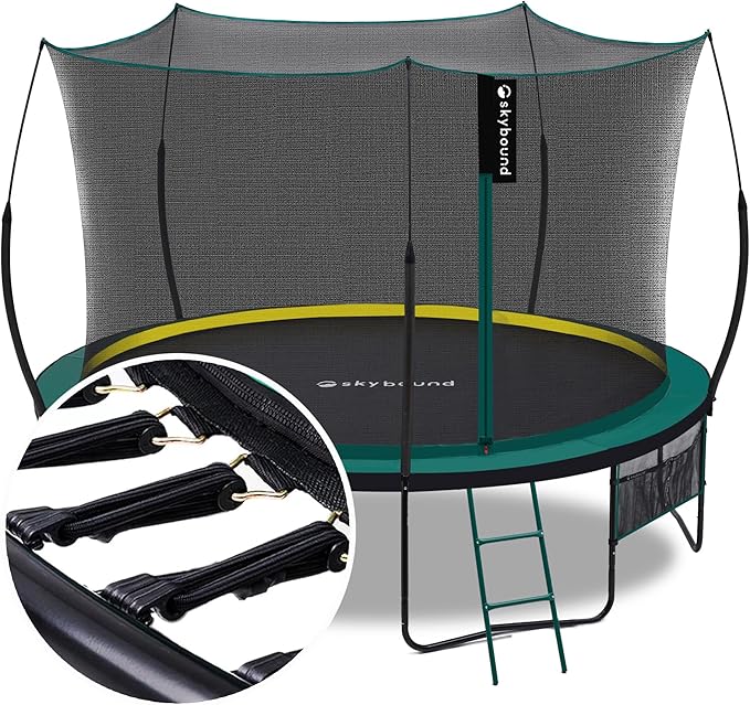 SkyBound 14 FT 12 FT 10FT 8FT 6FT Springless Trampoline for Kids and Adults - Recreational Trampolines with AntiRust Coating - Bungee Cords Outdoor Trampoline for Kids - No-Gap Design Zipper System