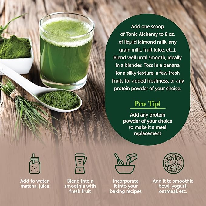 Dragon Herbs Tonic Alchemy Superfood Greens Powder - Single Serve Packet - 91 Ingredients: Tonic Herbs, Ashwagandha, Mushrooms, Prebiotics, Probiotics, Super Greens, Seaweeds, Fruits, Spirulina