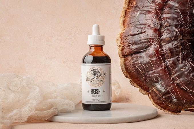 Hodgins Harvest Organic Reishi Tincture | Made with Mushrooms Grown On Our Farm in The USA | Dual Extract | Extra-Concentrated (4 fl oz)