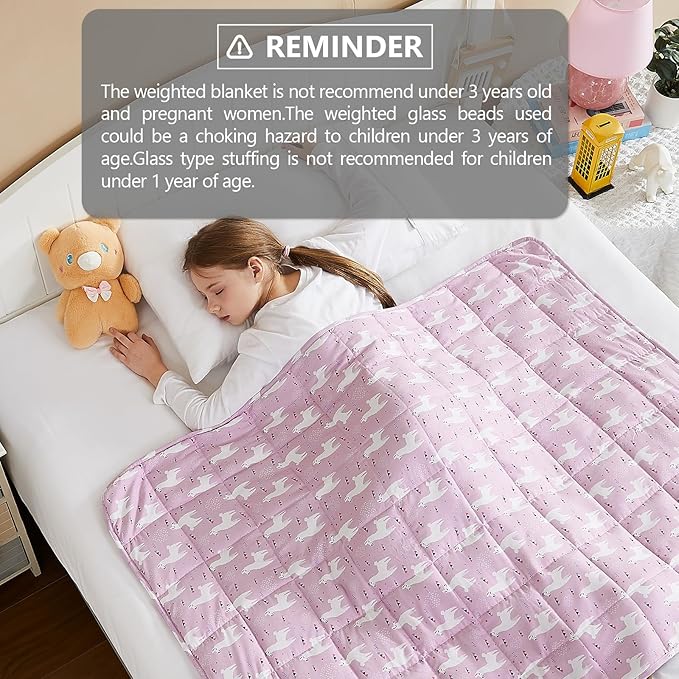L'AGRATY Weighted Blanket - 40"x60" 7lbs Cooling Breathable Weighted Blanket Microfiber Material with Glass Beads