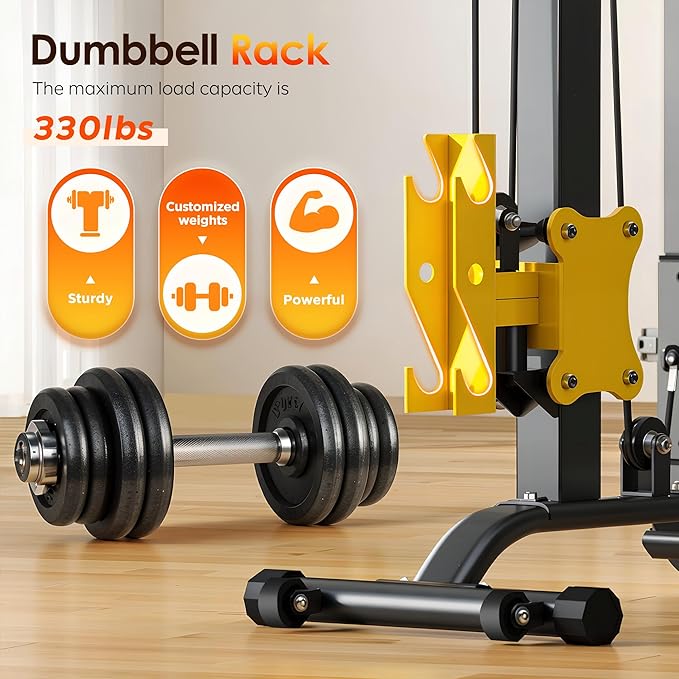 SogesHome LAT Pull Down Machine Low Row Cable Multifunctional Foldable Fitness Exercise Machine Full-Body Workout Strength Training Bar Machine