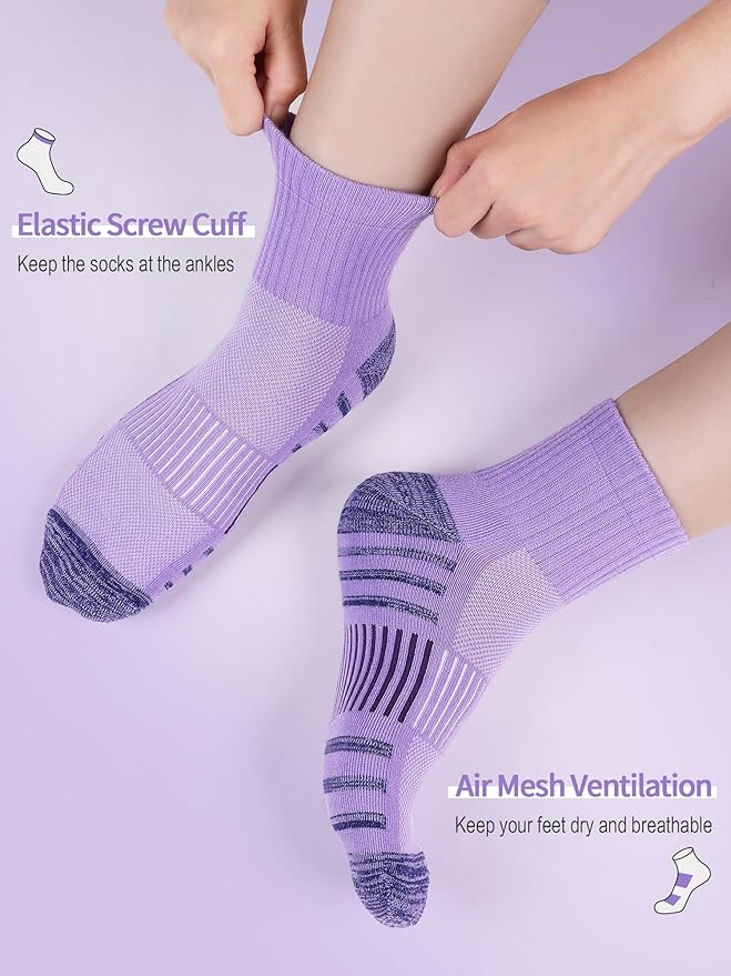 Airacker Athletic Quarter Socks with Cushion Running Ankle Socks for Men Women 6 Pairs