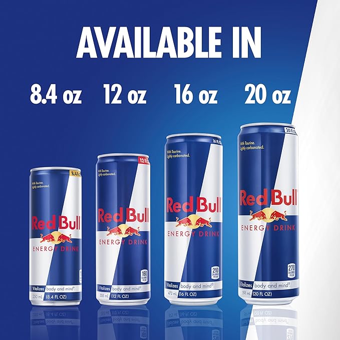 Red Bull Energy Drink with 80mg Caffeine plus Taurine & B Vitamins, 8.4 Fl Oz, Pack of 12 Cans