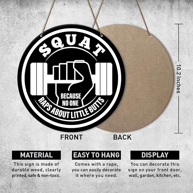 Gym Sign Decor, Home Gym Sign, Funny Gym Decorations, Workout Room Fitness Room Decor Gym Sign Decoration, Gym Bodybuilding Gift for Trainer Exercise Lover Men, Because No One