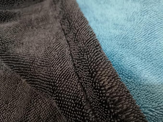 SOFTBATFY 1200 GSM 36" x 24"Dual Sided Microfiber Car Cleaning Drying Towel with Twist Pile, Super Absorbent, Scratch-Free, Machine Washable (Blue-Grey)
