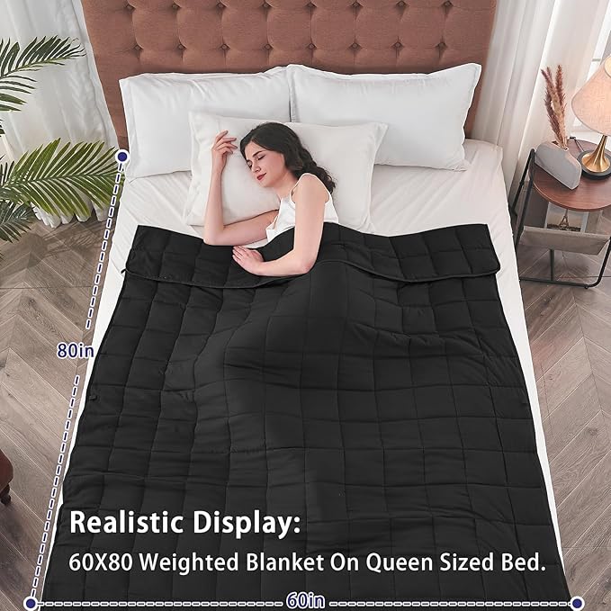 yescool Weighted Blanket for Adults (15 lbs, 60" x 80", Pink Grey) Cooling Heavy Blanket for Sleeping Perfect for 140-160 lbs, Queen Size Breathable Blanket with Premium Glass Bead, Machine Washable
