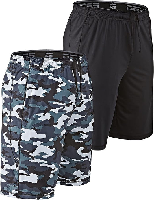 DEVOPS Men's 2-Pack Loose-Fit 10" Workout Gym Shorts with Pockets