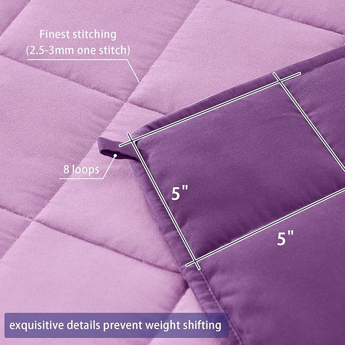 King Size Weighted Blanket for Adults (20 lbs, 80” x 87”, Purple) Cooling Heavy Blanket for Sleeping Perfect for 190-210 lbs, Breathable Blanket for Adults & Couple All Season, Machine Washable
