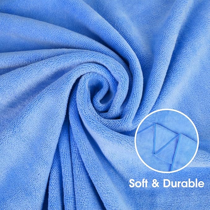 JML Microfiber Towels, Bath Towel Set (6 Pack, 27" x 55") - Extra Large, Soft, Absorbent, Fast Drying Bathroom Towel for Shower, Swimming, Fitness, Sport, Yoga, Peach/Grey/Blue