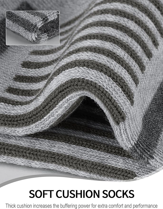 Airacker Athletic Quarter Socks with Cushion Running Ankle Socks for Men Women 6 Pairs