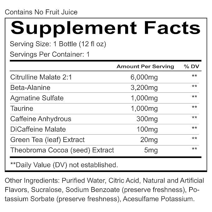 REDCON1 Total War Ready to Drink Preworkout, Baja Bomb - 350mg of Fast Acting RTD Caffeine - Beta Alanine + Citrulline Malate for Increased Pump (12 Servings)