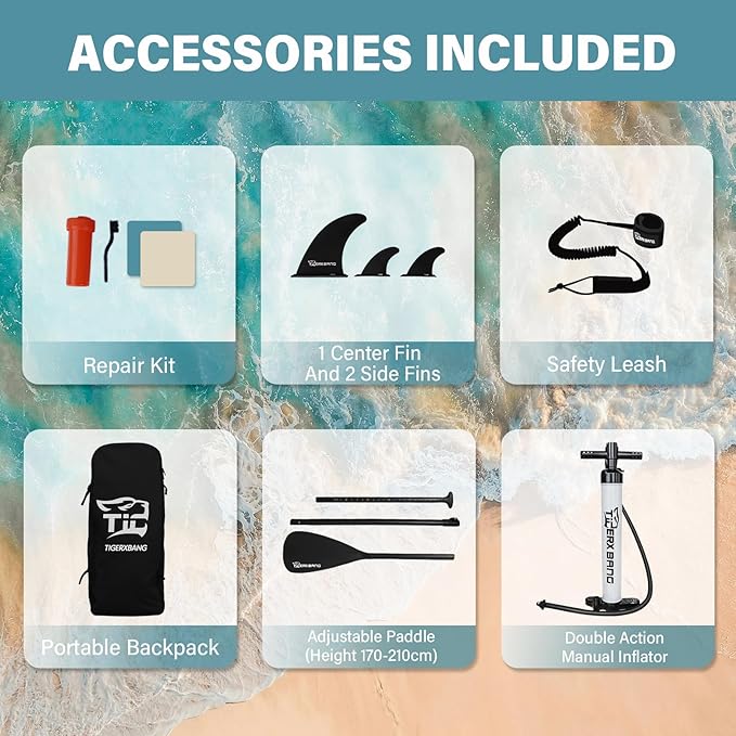 11'6"/11'/10' Inflatable Paddle Board with Complete Accessories, Versatile Premium Paddle Boards for Adults/Youth, Stand Up Paddle Board Polar/Wave/Sunny Wave Collection