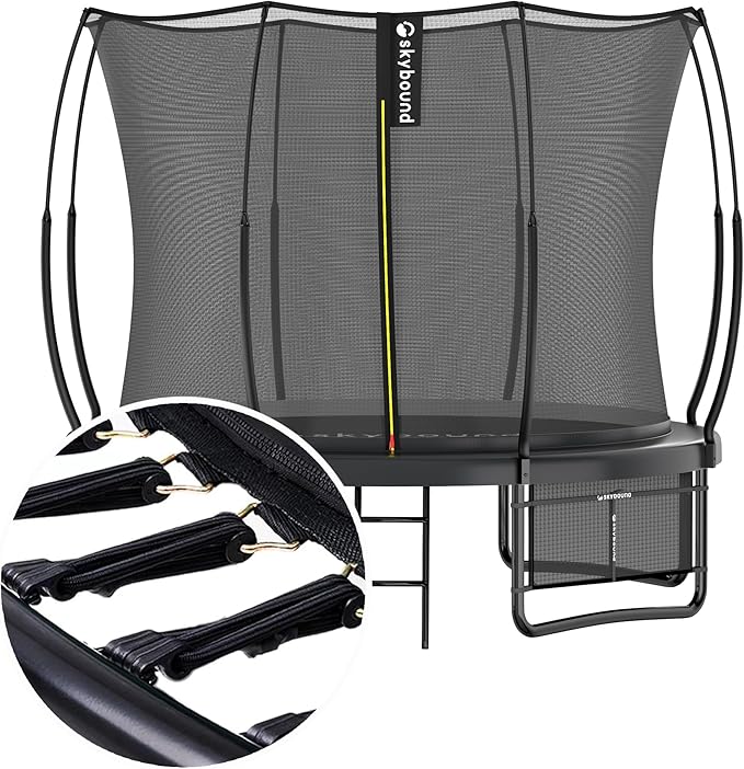 SkyBound 14 FT 12 FT 10FT 8FT 6FT Springless Trampoline for Kids and Adults - Recreational Trampolines with AntiRust Coating - Bungee Cords Outdoor Trampoline for Kids - No-Gap Design Zipper System