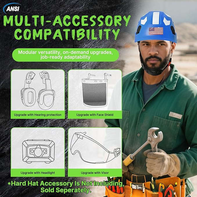 AOLAMEGS Construction Safety Hard Hat - ANSI Z89.1 Type Ι OSHA Approved Safety Helmets with Chin Straps Lightweight Reflective Vented ABS Hard Hats For Men Women Industrial Workwear 6-point Suspension