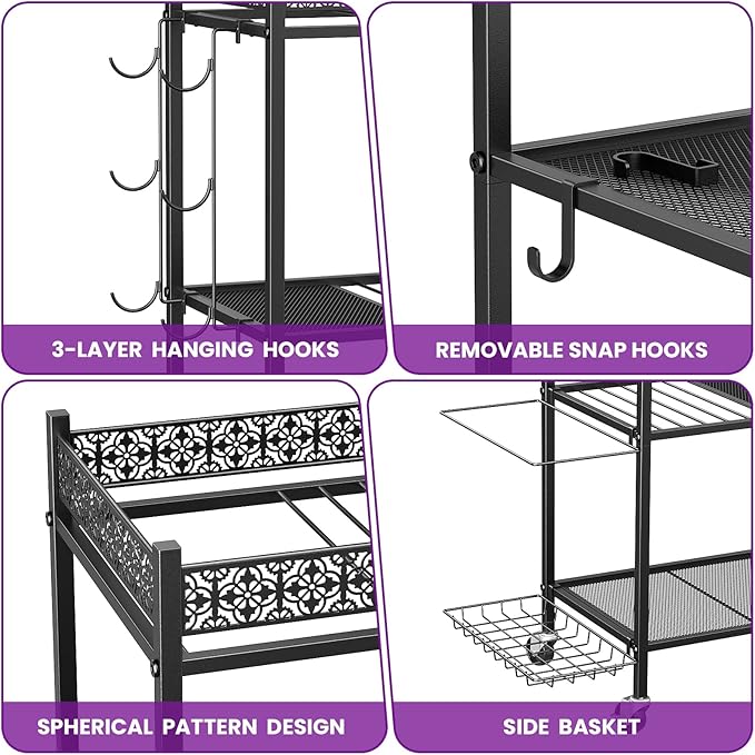 Yoga Mat Storage Rack, Home Gym Storage Rack, VOPEAK Workout Storage for Yoga Mat, Foam Roller, Equipment Gym Storage for Home Exercise and Fitness Gear (Metal)