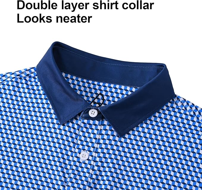 DEOLAX Mens Polo Shirts Fashion Print Mens Golf Shirt Dry Fit Mens Golf Polo Short Sleeve Quick Dry Funny Golf Shirt for Men