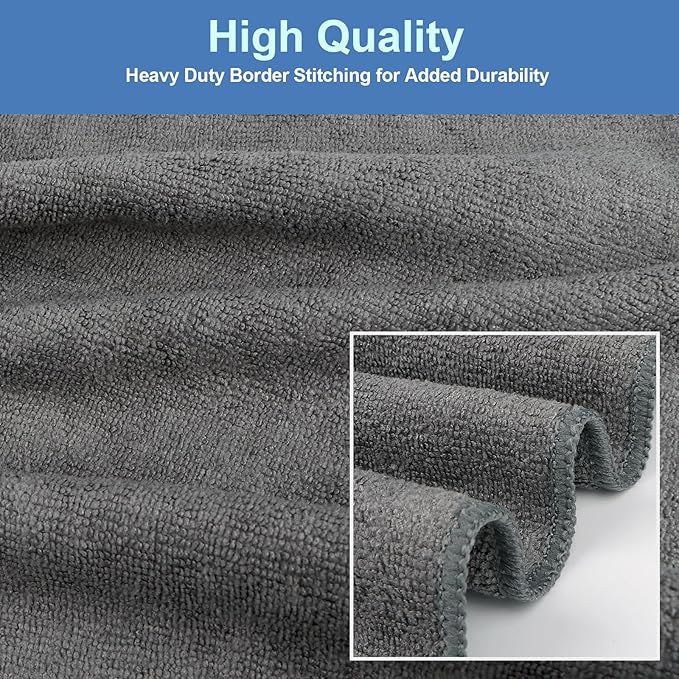 48 Pack Gym Towels Set - Highly Absorbent and Quick Drying Microfiber Salon Towels, Premium Hand Cloths for Bathroom, Gym, Shower, Hotel, and Spa - 16x27 inch (Grey)