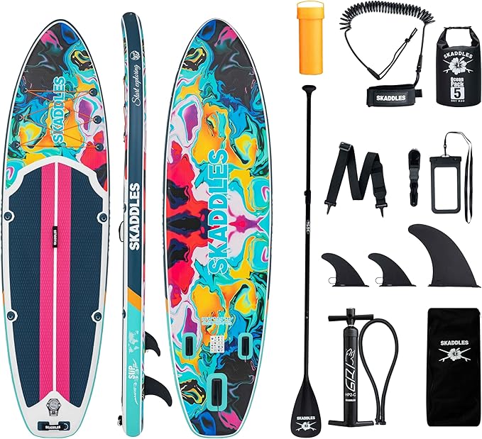 10’6’’ Portable Inflatable Stand Up Paddle Board (SUP) for Adults and Youth with Non-Slip Deck – Complete Accessories Kit, Perfect for Fishing, Yoga, Fitness & Family Fun