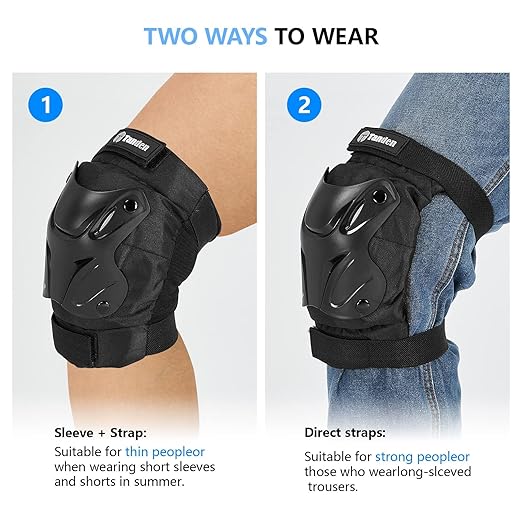 Skating Protective Gear Adult Youth Knee Pads and Elbow Pads Set, Skateboard Wrist Guards for Roller Skating Skateboarding Cycling Black