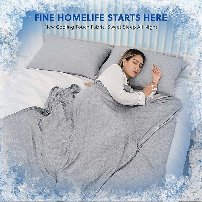 HOMFINE Cooling Blankets for Hot Sleepers - Summer Blanket Thin Lightweight Breathable Soft Double Side Enhanced Cooling for Bed Couch Sofa, Keep Cool for Night Sweats (Grey, 90 x 90 inches)