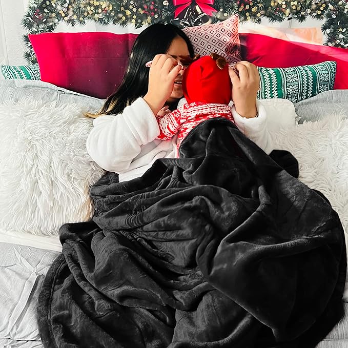 Bedsure Fleece Blanket California King Size Black - Lightweight Plush Fuzzy Cozy Soft Bed Blankets, 102x96 inches
