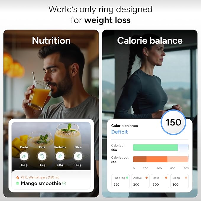 Gabit Smart Ring | Health Tracker, 7+ Day Battery | Sleep, Fitness, Nutrition, Stress | Calorie Tracking for Weight Loss | Buy Sizing Kit First | Smart Ring for Men & Women | Titanium, Matte Silver 6