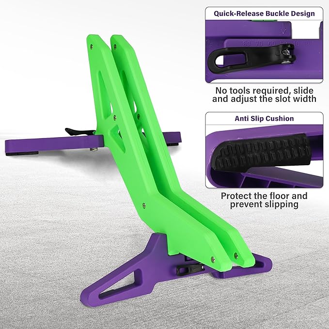 Adjustable Bike Parking Stand Fits 16-29 Inch Bicycles, Compatible with 23c-3.0 Tire Width – Heavy-Duty Plastic, Easy Installation, Stylish Two-Tone Design (Green&Purple(2 Pack))