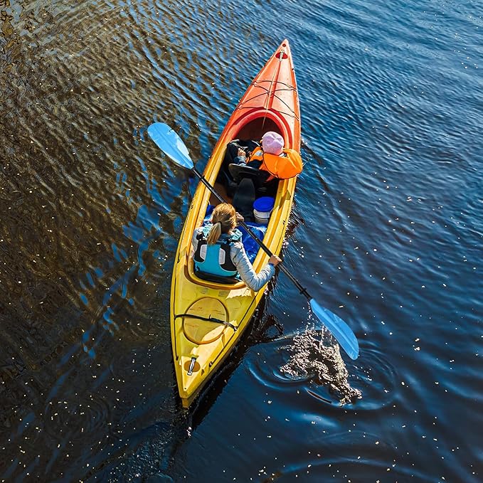 Adjustable Kayak Paddle Boat Oar: Kayak Canoe Paddles 90-98 inch/230-250cm - Aluminum Floating Kayaking Fishing Oars with Paddle Leash for Adults Youth